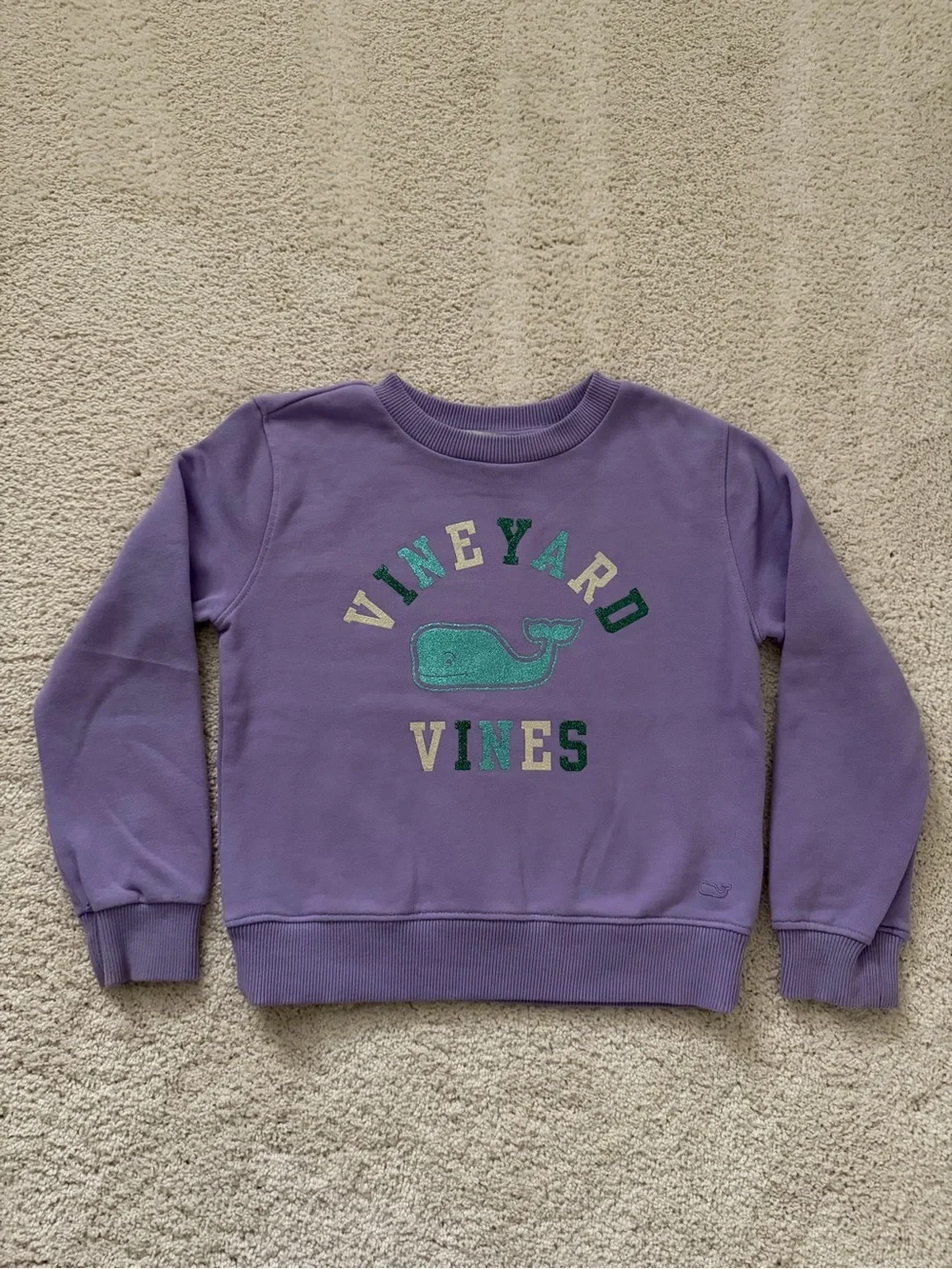 Girls size 5 Vineyard Vines Crewneck Sweatshirt with glittery letters and whale
